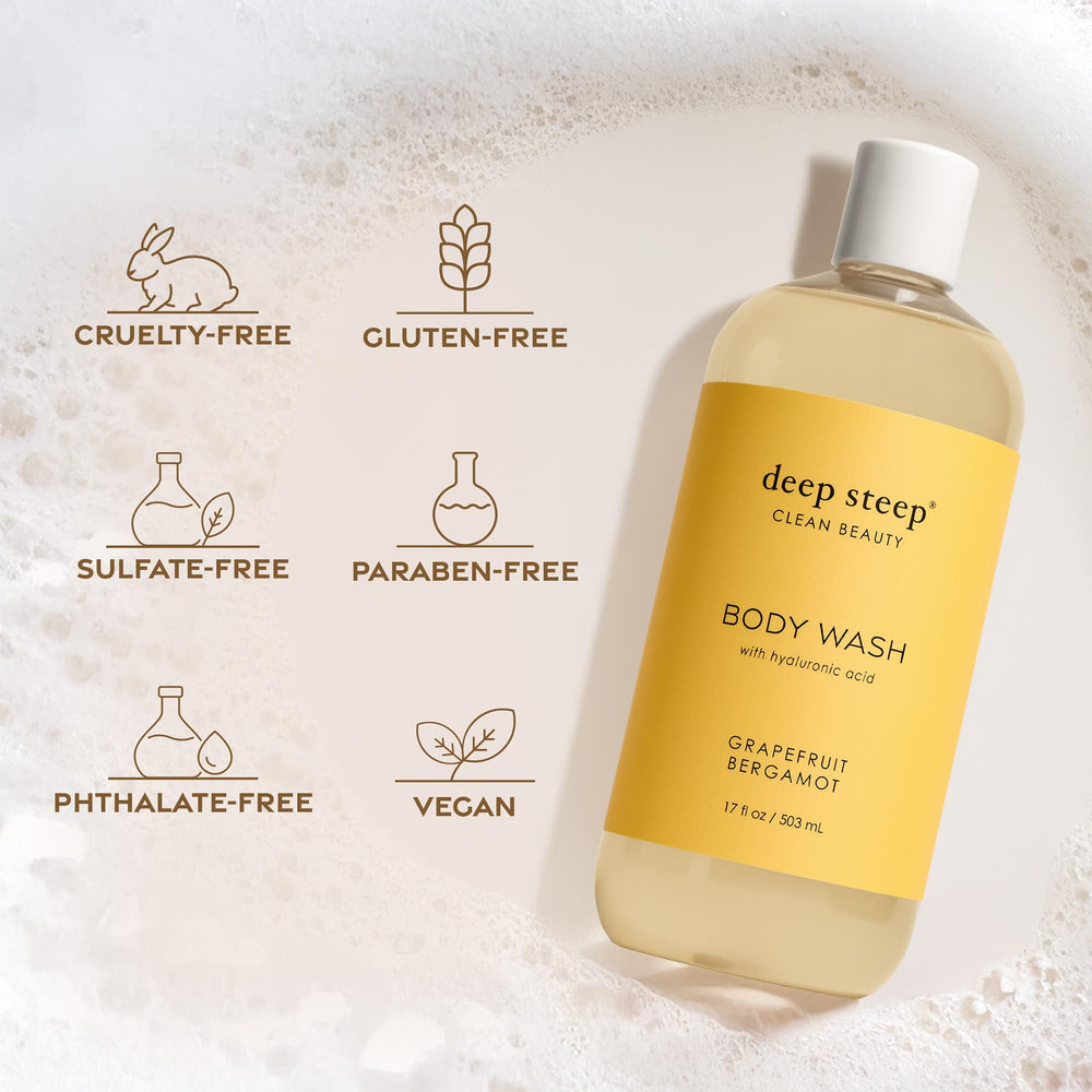 Deep Steep shower scene with pump demonstrates easy, mess-free dispensing