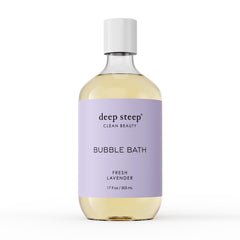 Deep Steep Bubble Bath Fresh Lavender bottle showcases calming lavender aroma for relaxing, spa-like bathing.