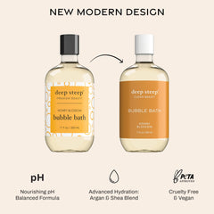 Deep Steep Honey Blossom bubbles close-up highlights soft, hydrating foam