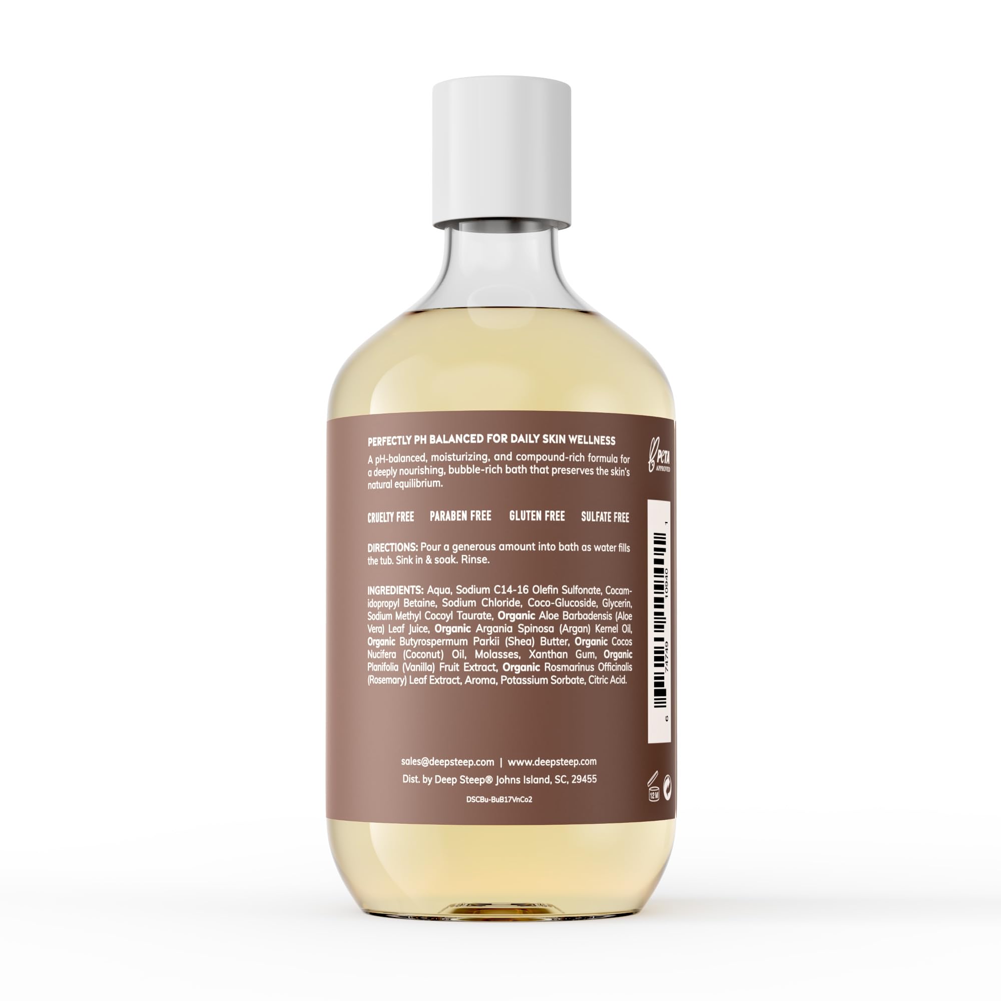 Deep Steep Bubble Bath Vanilla Coconut pour captures spa-like relaxation and gentle bubbles