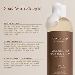 Deep Steep Vanilla Coconut scent promotes aromatherapy relaxation and stress relief.