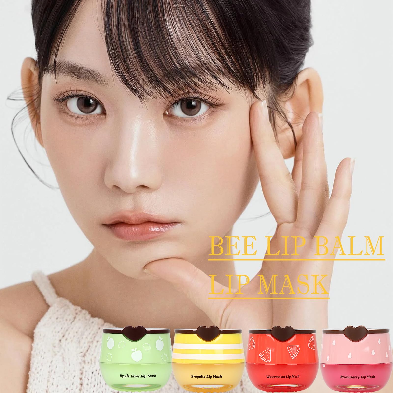 Deepmind Bee Lip Balm On-the-Go Display suggests portable moisture throughout day.