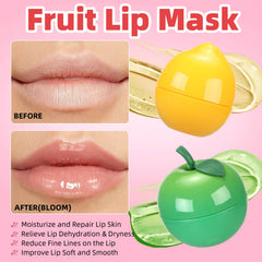Deepmind bee lip-mask fruit pot closeup with strawberry and apple extracts for moisture.