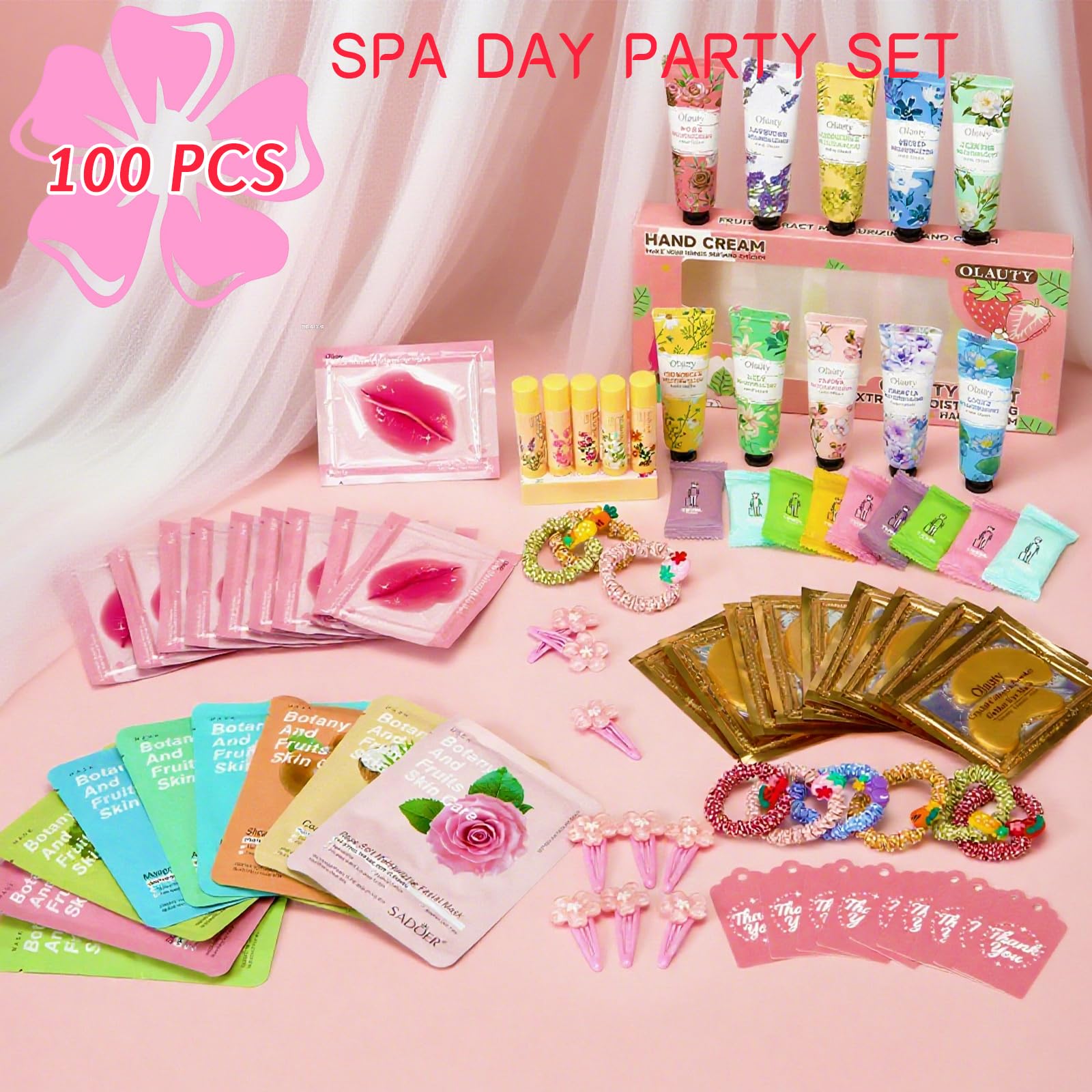Deepmind spa party organza gift bags neatly pack every item for easy favors.