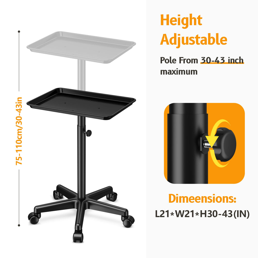 DEER BEAUTY adjustable height tray pedestal highlights flexible setup from 27.5 to 43.3 inches.