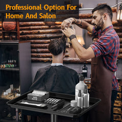 DEER BEAUTY salon tray on wheels side angle demonstrates mobility around clients.