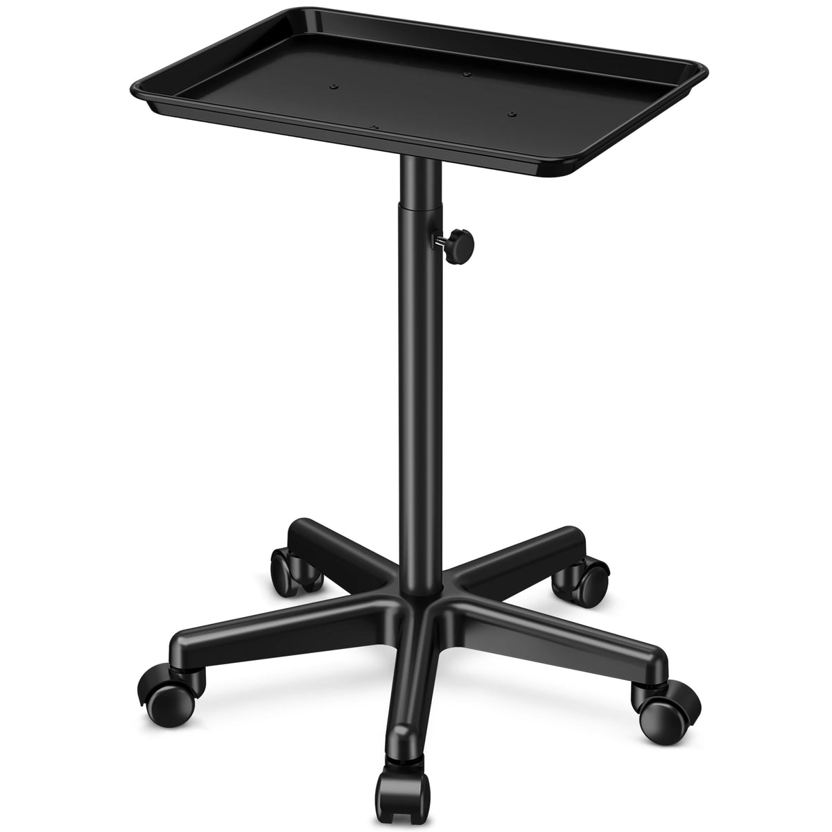 DEER BEAUTY salon tray on wheels top view shows durable aluminum for easy cleaning and professional use.
