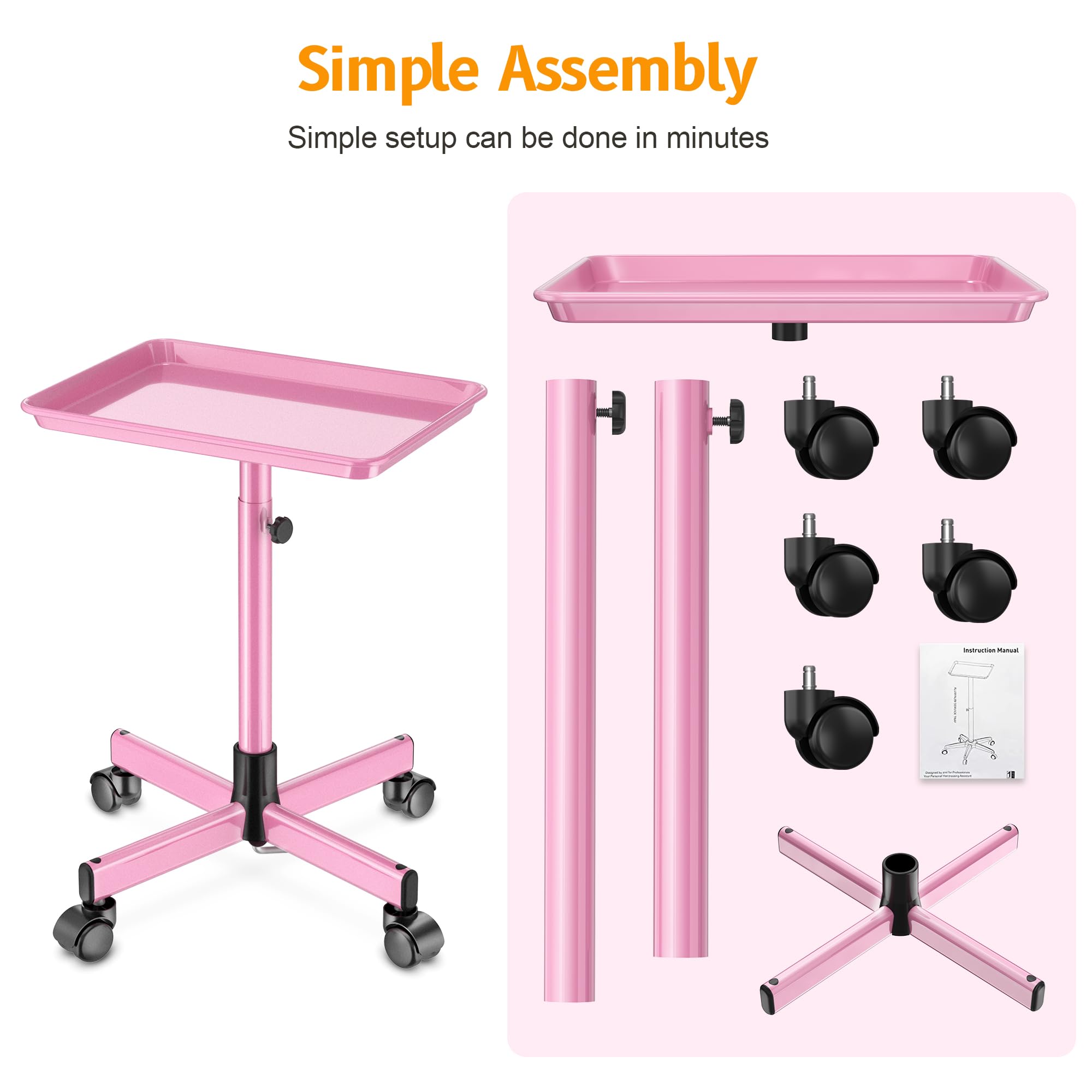 DEER BEAUTY swivel casters pink demonstrate effortless direction in busy studios