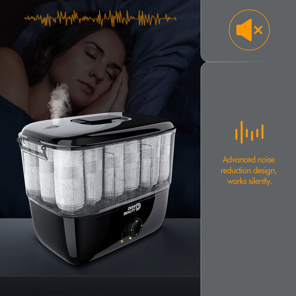 DEER BEAUTY Towel Warmer water tank visible; steady steam for consistent towels