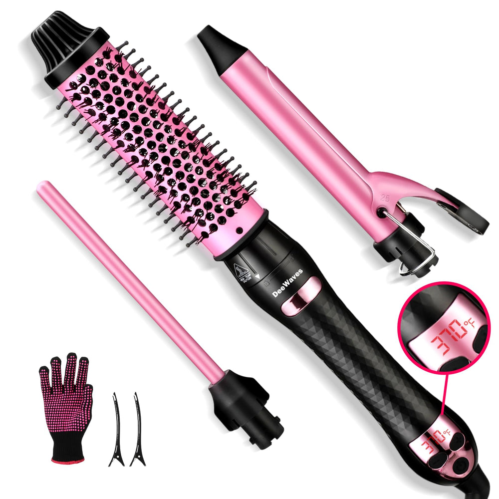 DeeWaves upgraded thermal brush with LED display for precise heat control during styling.