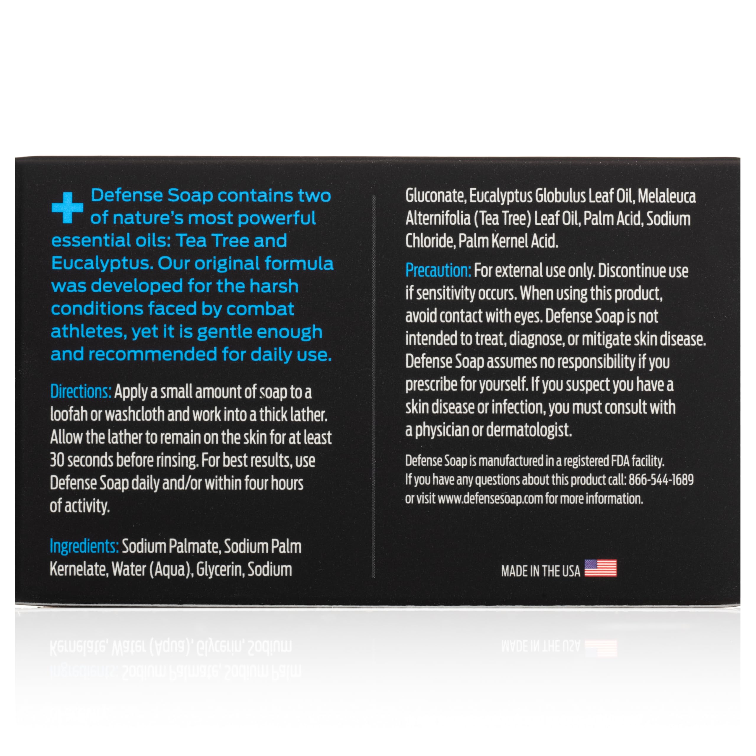 Defense Soap Natural Tea Tree Oils highlight clean ingredients in bars.