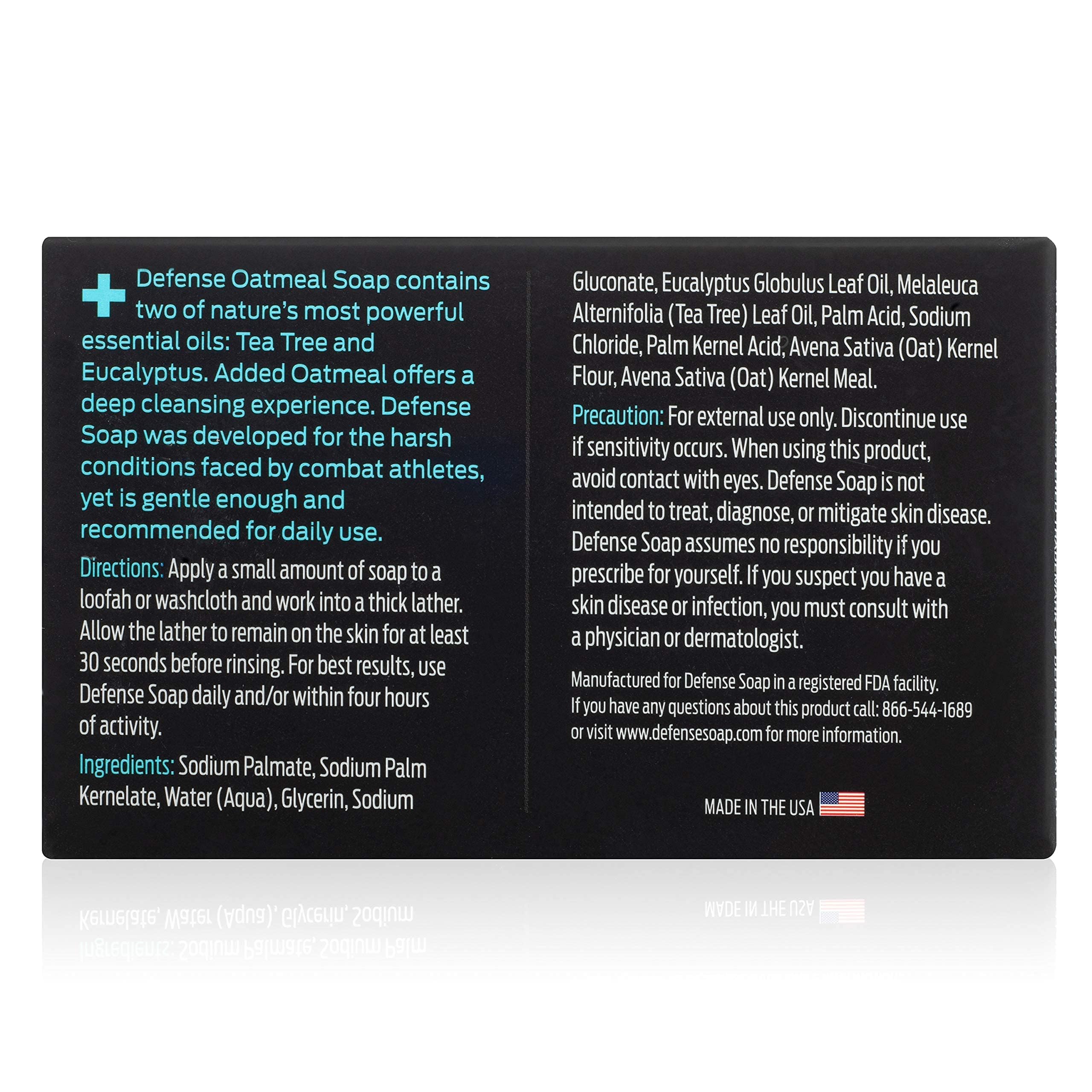 Defense Soap oatmeal bar hypoallergenic scent image suggests gentle, skin-friendly use.