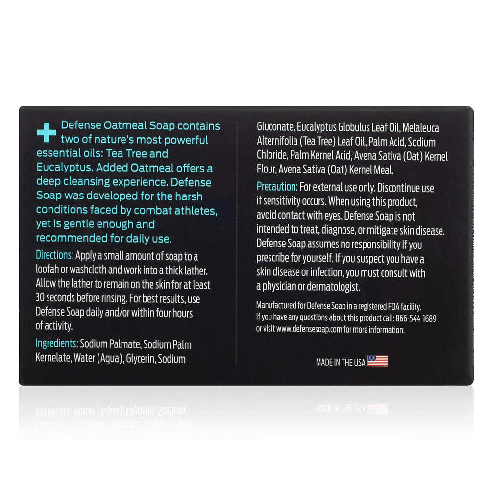 Defense Soap oatmeal bar hypoallergenic scent image suggests gentle, skin-friendly use.