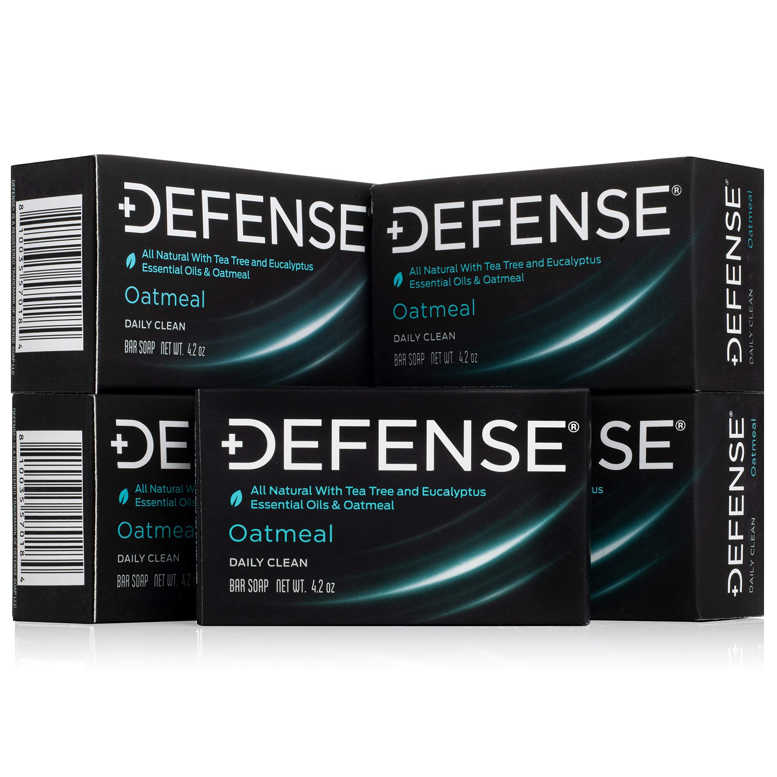 Defense Soap oatmeal bar wrapped pack image showing 5-bar set for post-workout cleansing.