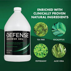 Defense Soap Peppermint Body Wash foaming lather demonstrates creamy cleansing