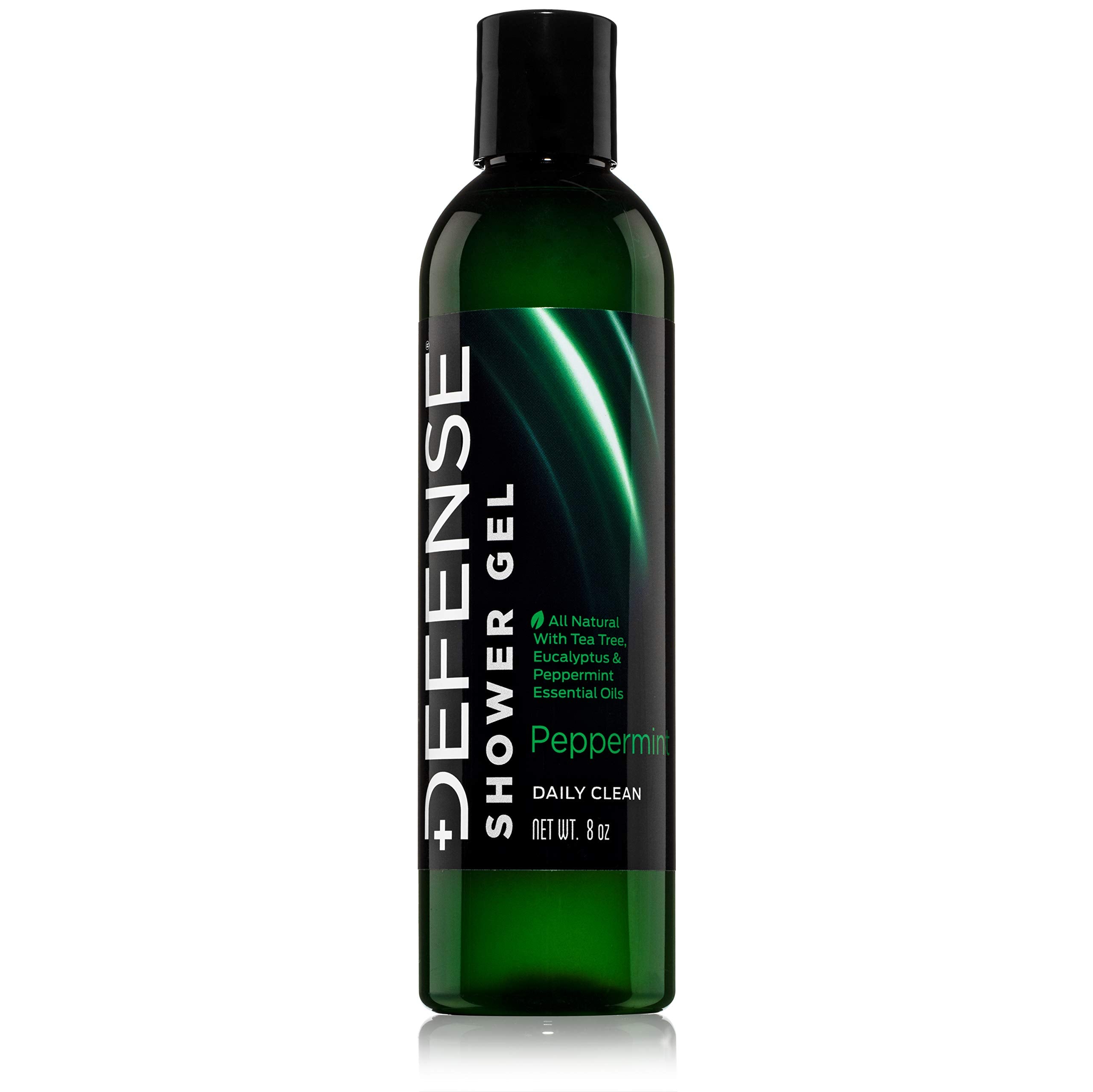 Defense Soap Peppermint Tea Tree Body Wash bottle – refreshing scent for athletes.
