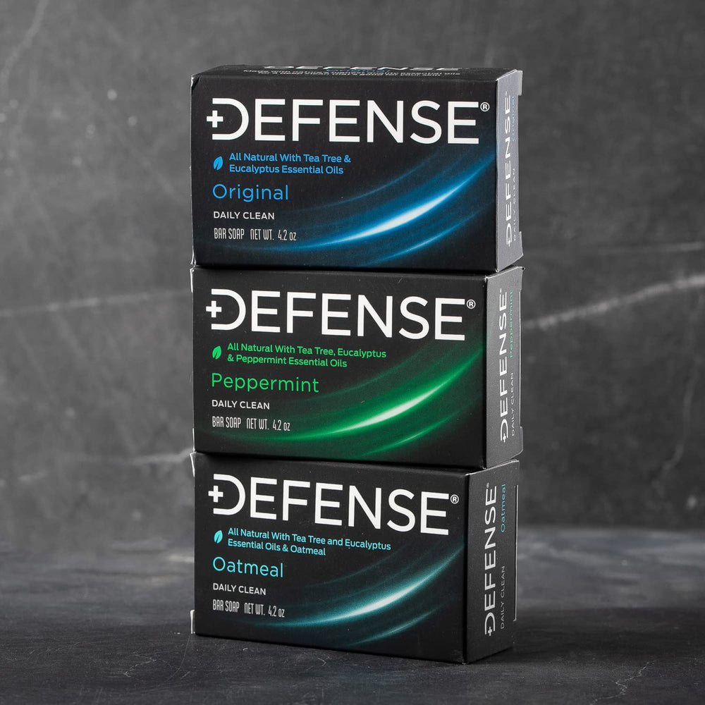 Defense Soap Tea Tree Bar Oatmeal provides gentle exfoliation and soothing cleansing.