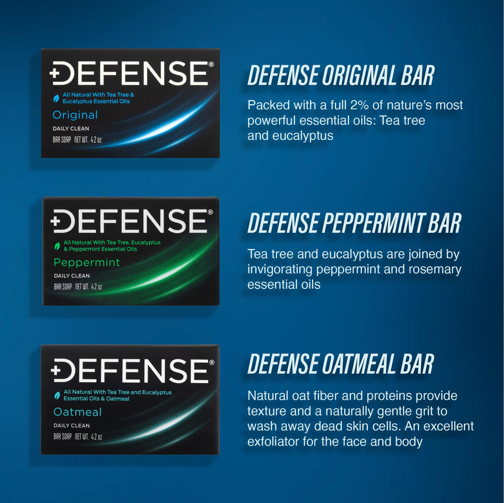 Defense Soap Tea Tree Bar Peppermint offers a cooling, refreshing wash.