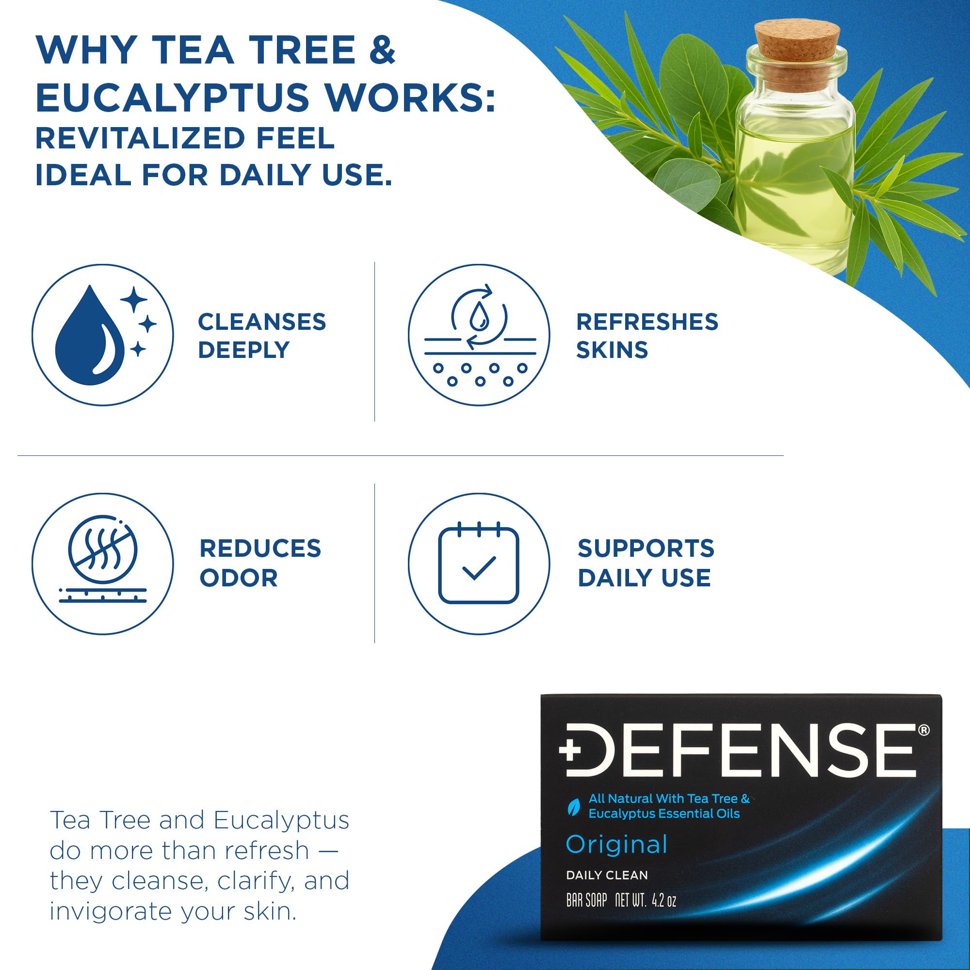 Defense Soap tea tree bar texture closeup shows triple milled quality and lasting use.