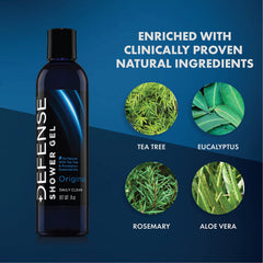 Defense Soap Tea Tree Body Wash twin-pack emphasizes athletic routine value.