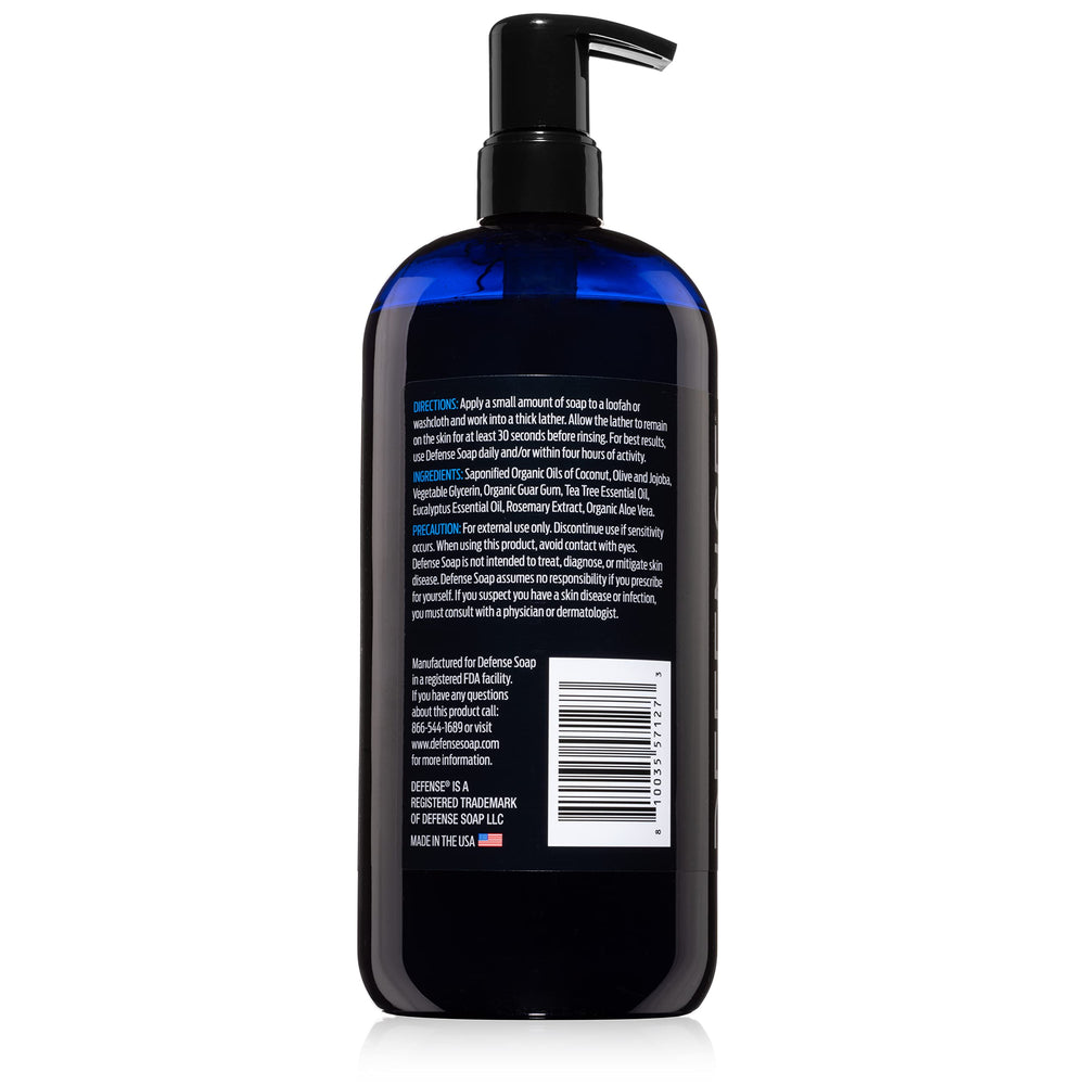 Defense Soap Tea Tree Body Wash bottle emphasizes gentle, hypoallergenic skincare.