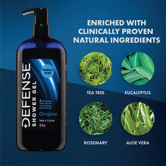 Defense Soap Tea Tree Body Wash pump on 32 oz bottle enabling mess-free use.