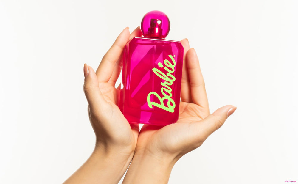 DefineMe Barbie Perfume floral note close-up evokes gardenia, peony, and pink magnolia elegance.
