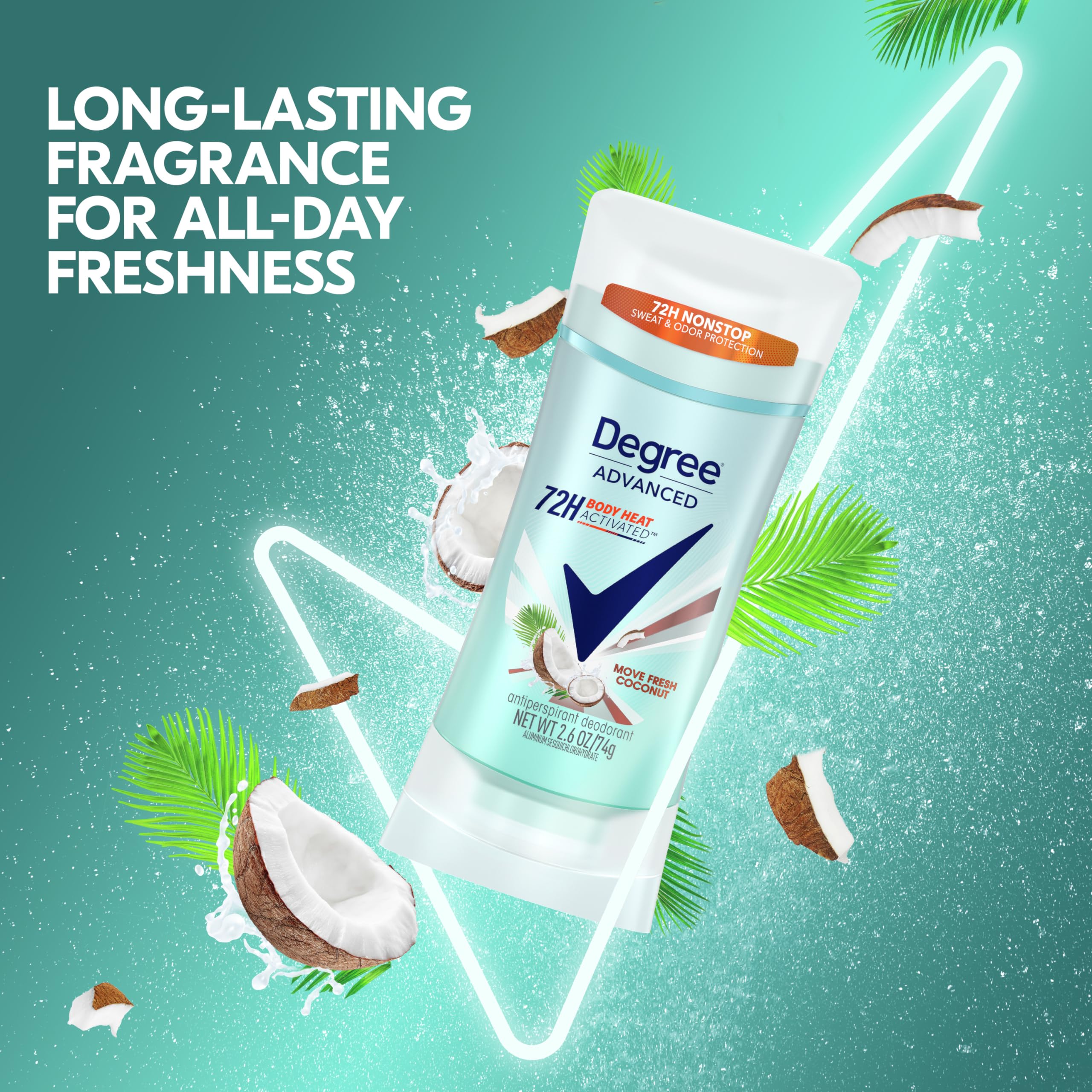 Degree 72-hour protection icon indicating long-lasting sweat and odor control.