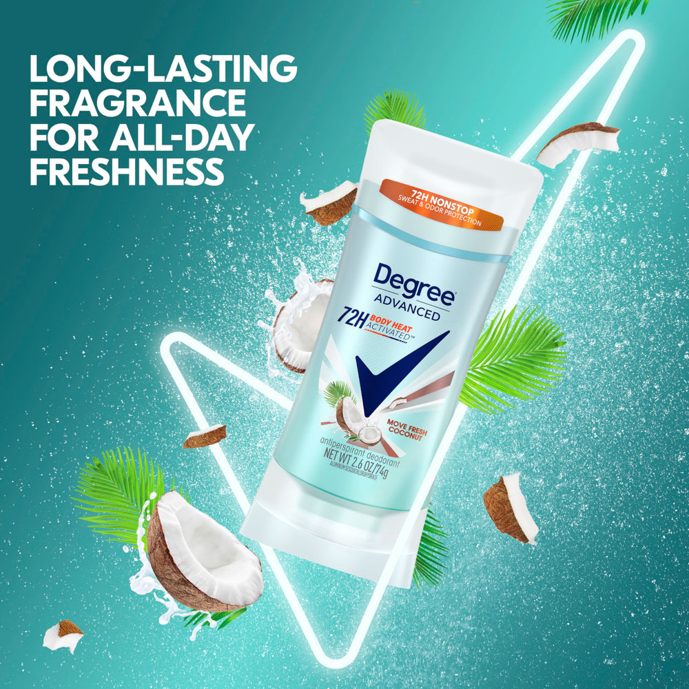 Degree 72-hour protection icon indicating long-lasting sweat and odor control.