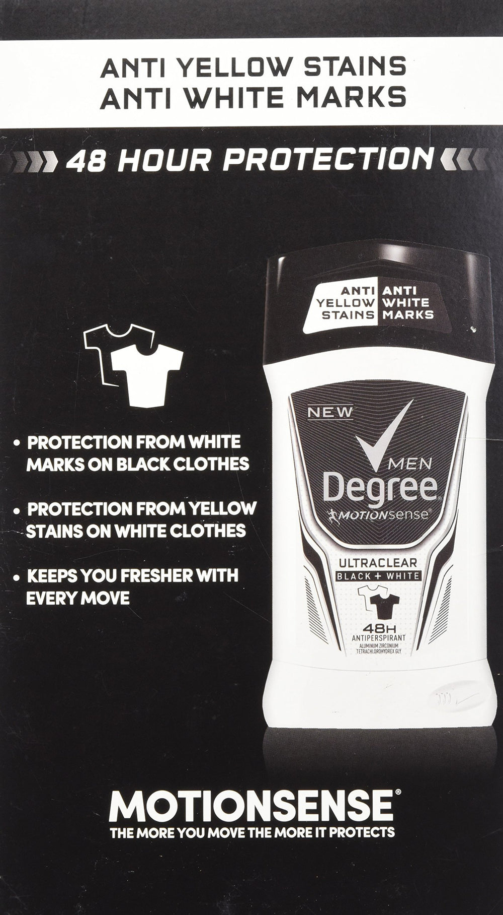 Degree Adrenaline Series bottle closeup highlights crisp masculine scent and fast-drying protection