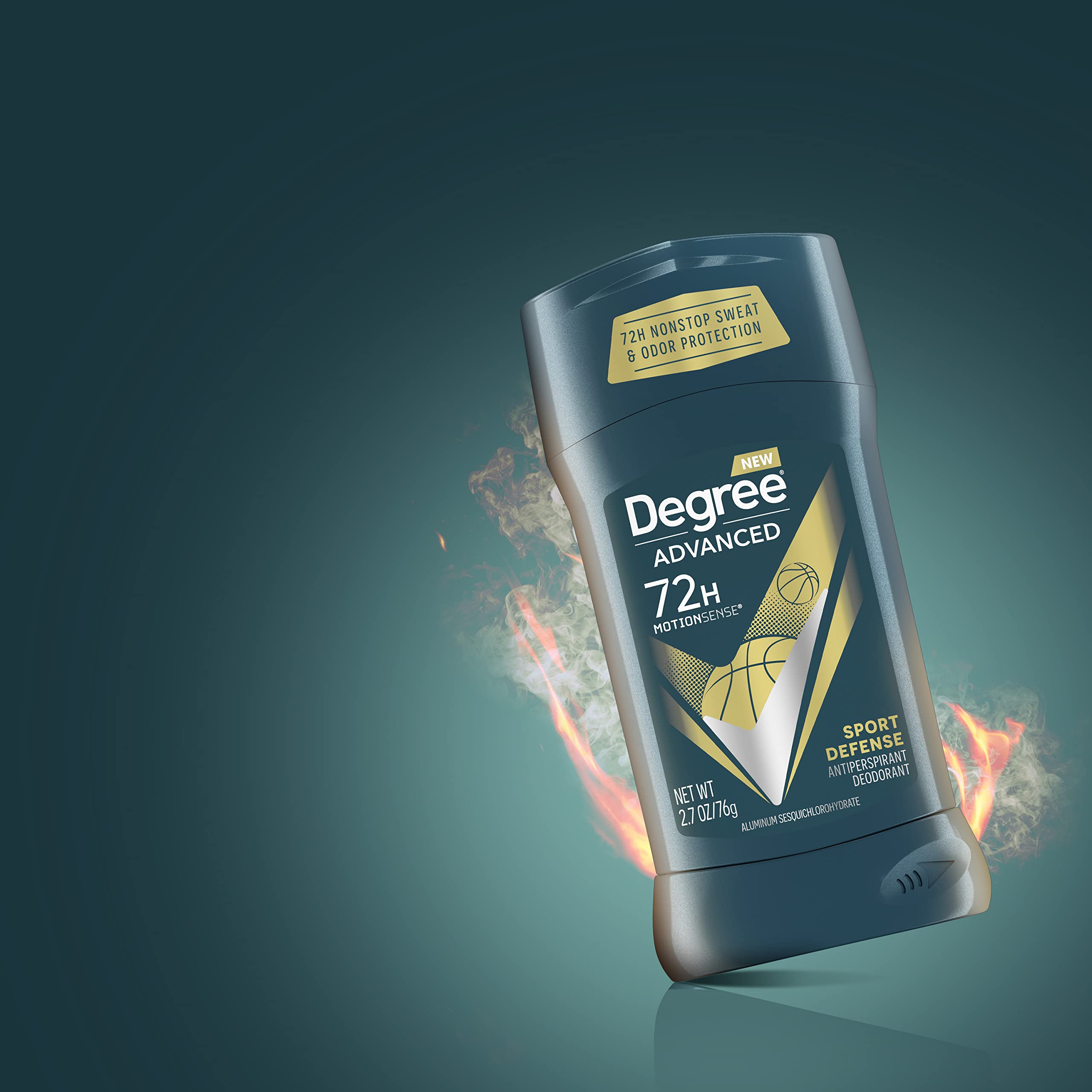 Degree long-lasting freshness visual suggests confidence during workouts and daily routines.