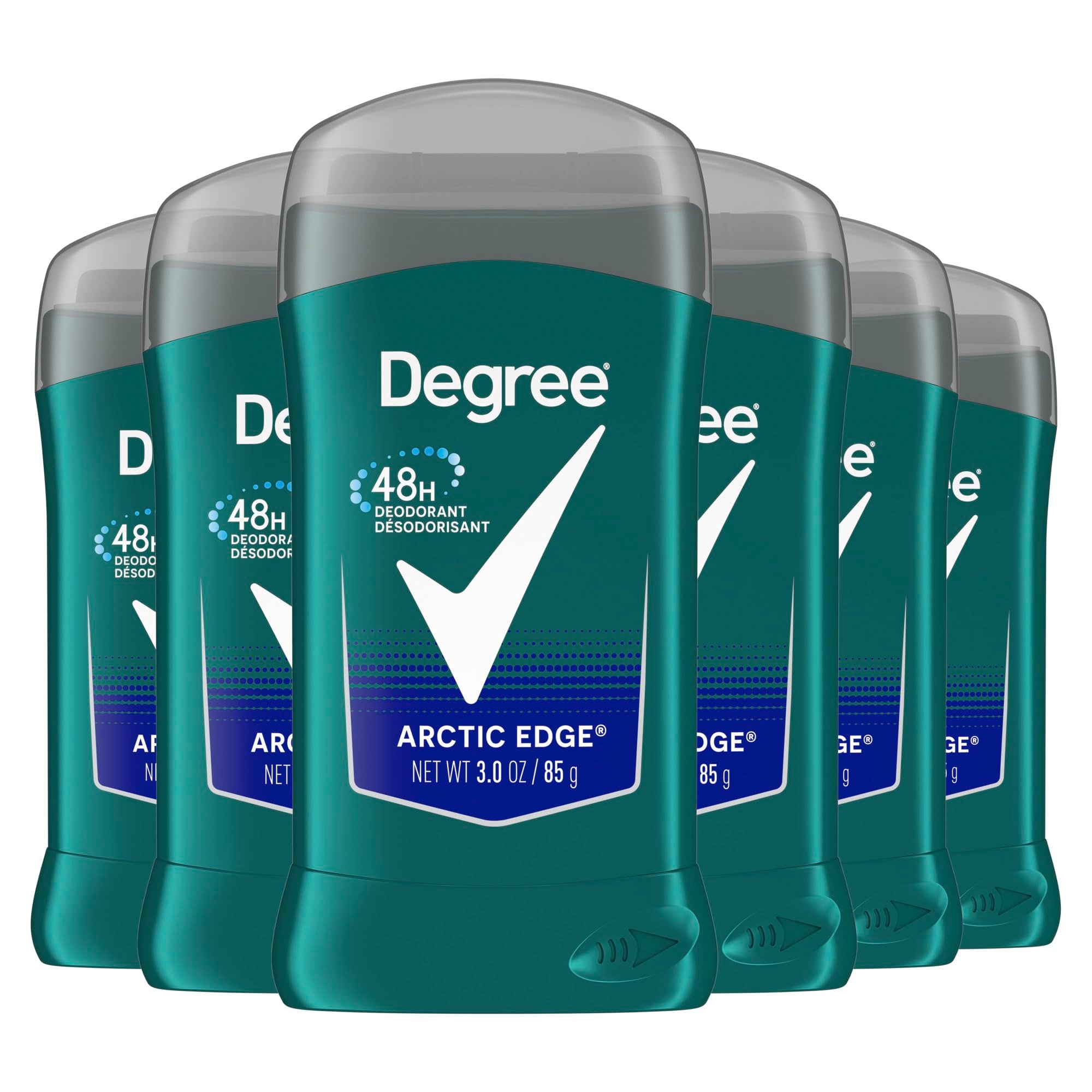 Degree Men Arctic Edge deodorant stick for quick glide and 48-hour odor protection.