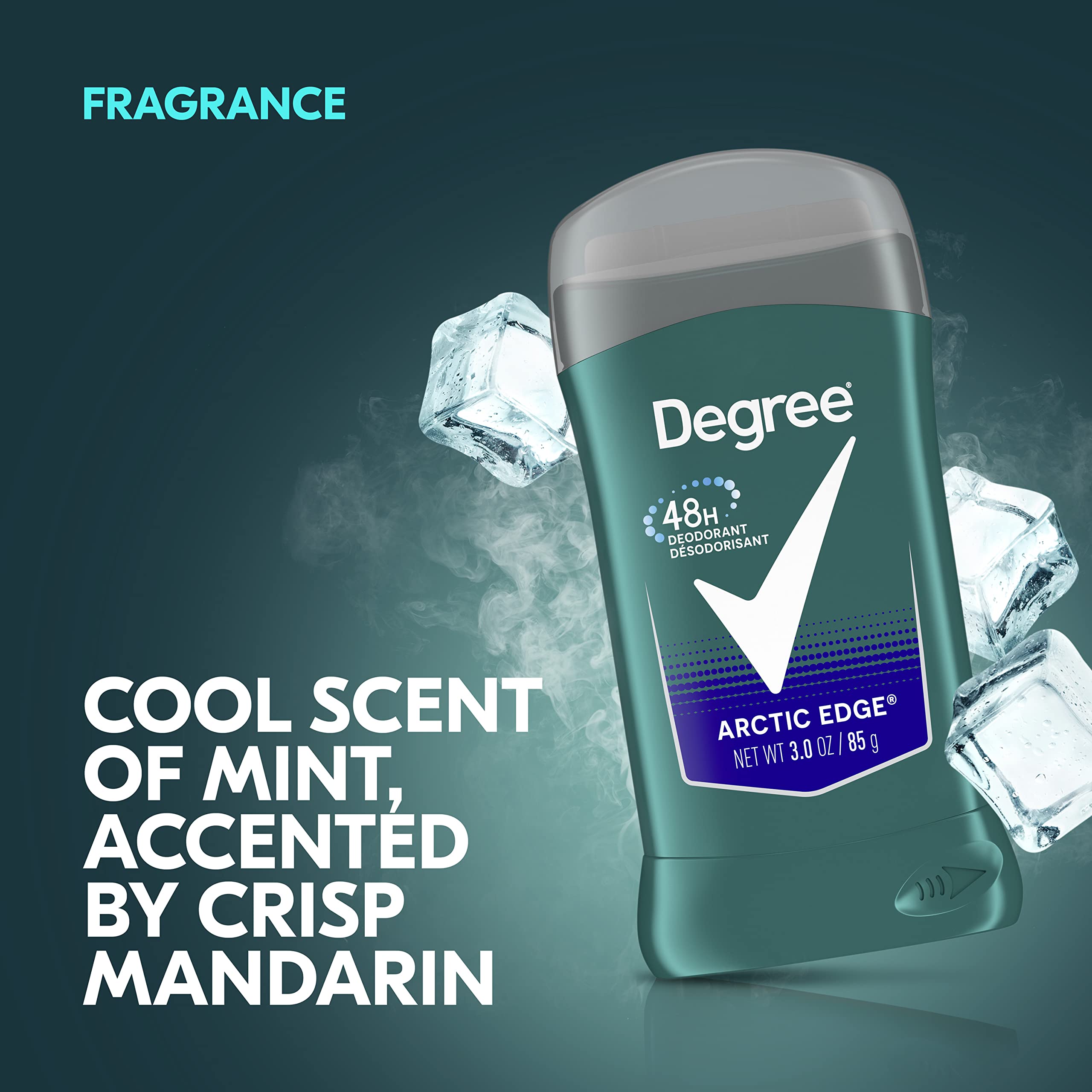 Degree Men Arctic Edge recyclable packaging emphasizes sustainable choices.
