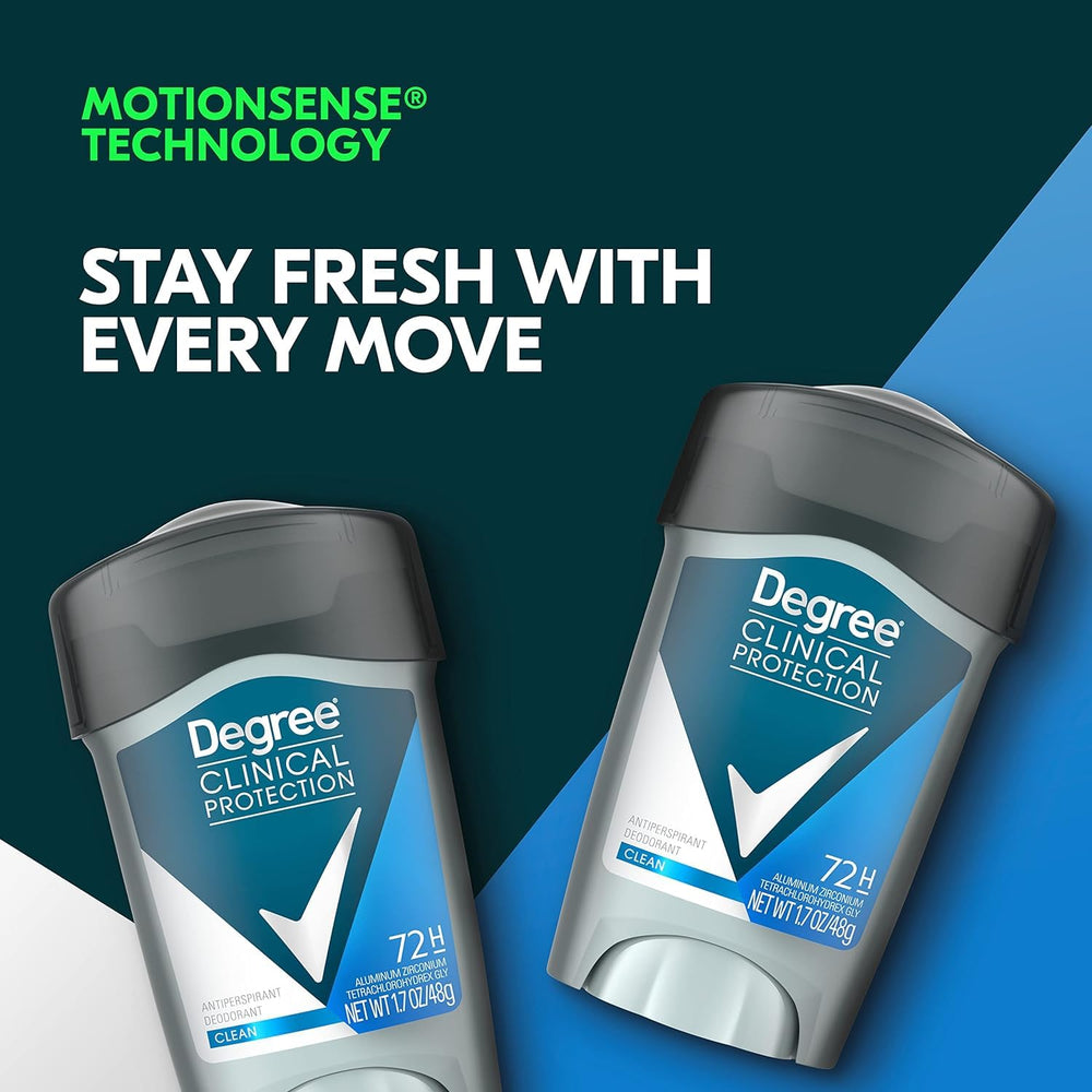 Degree Men Clean Clinical antiperspirant application action suggests quick daily use