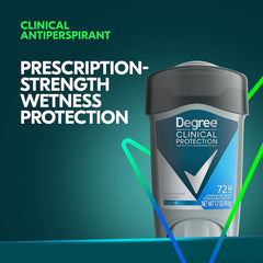 Degree Men Clean Clinical antiperspirant label closeup emphasizes product details
