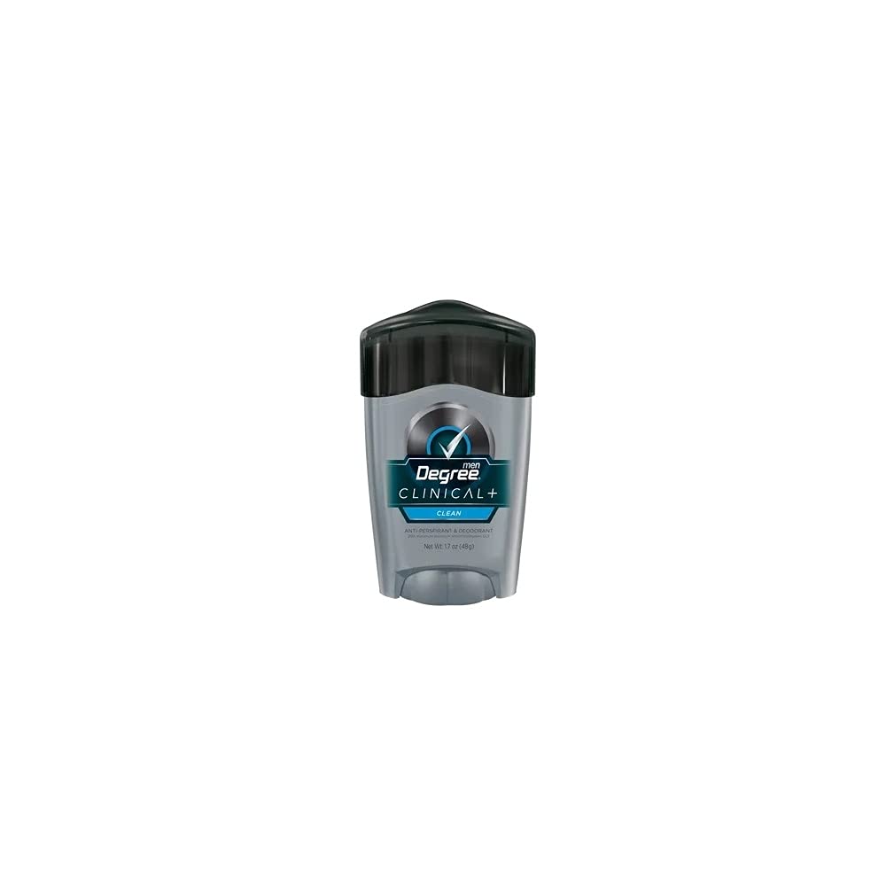 Degree Men Clean Clinical antiperspirant bottle delivers long-lasting protection for active days.