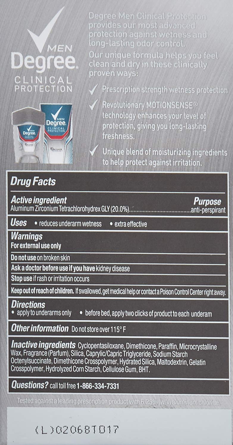 Degree Men Clinical Protection Sport Strength applies for long-lasting odor control