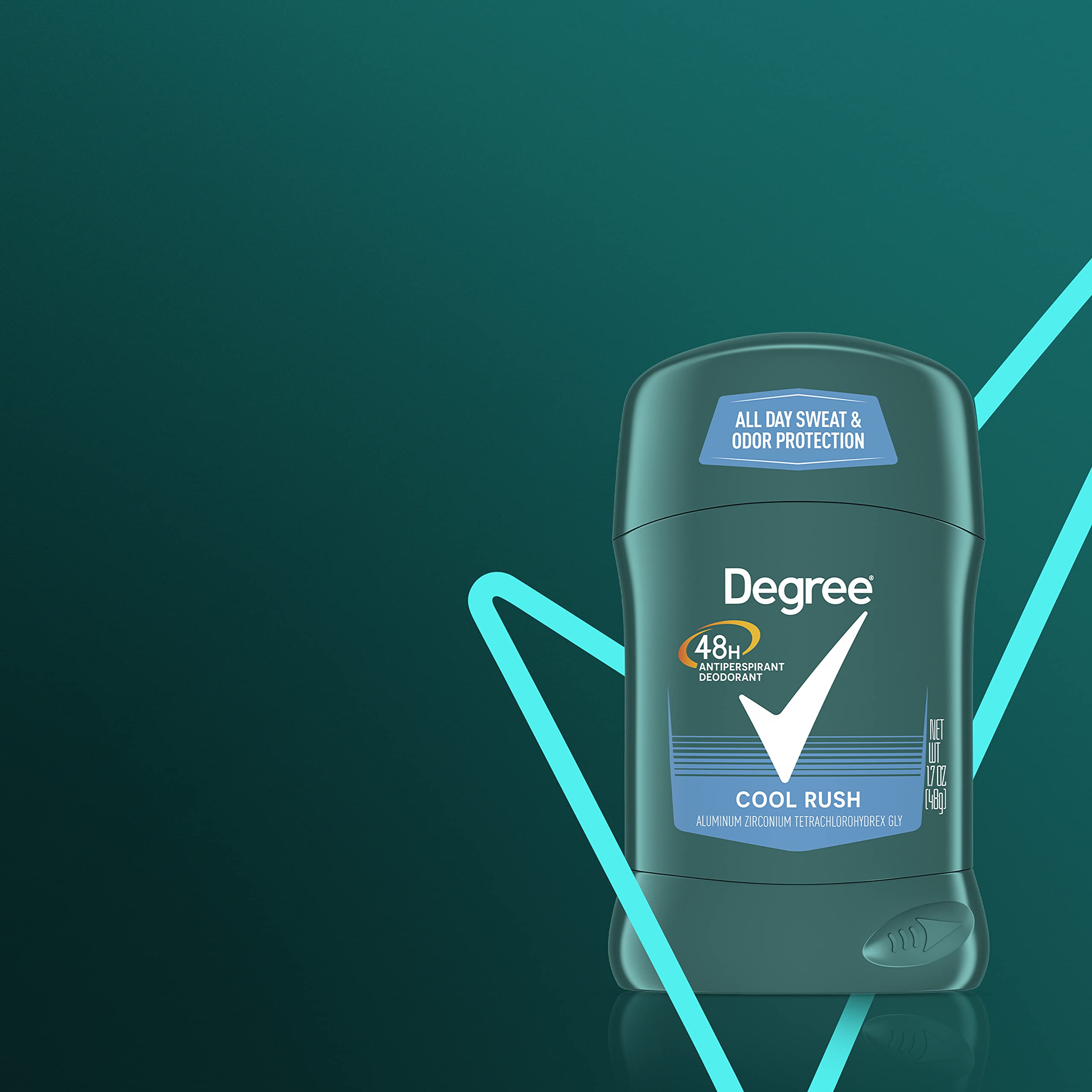 Degree Men Cool Rush dry-feel after application during a busy morning.