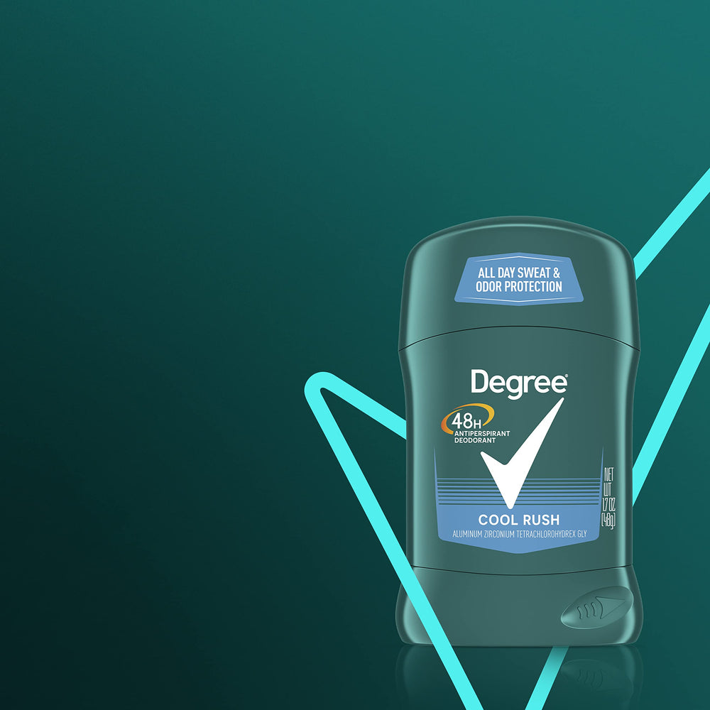 Degree Men Cool Rush dry-feel after application during a busy morning.
