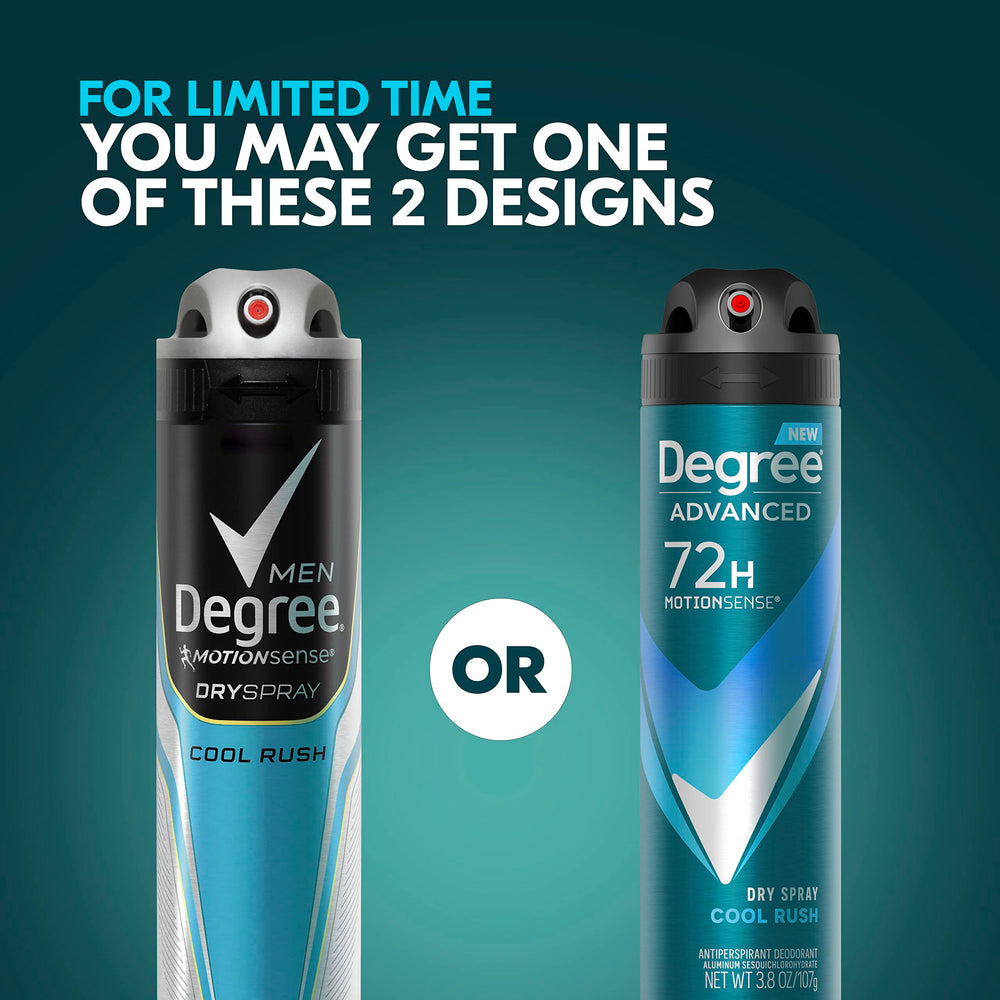 Degree Men Cool Rush dry spray application demonstrates fast, dry feel