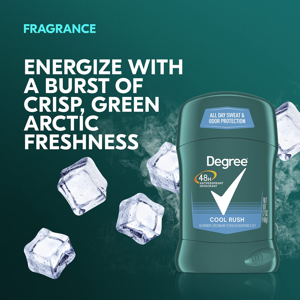 Degree Men Cool Rush on-the-go lifestyle with quick daily use.