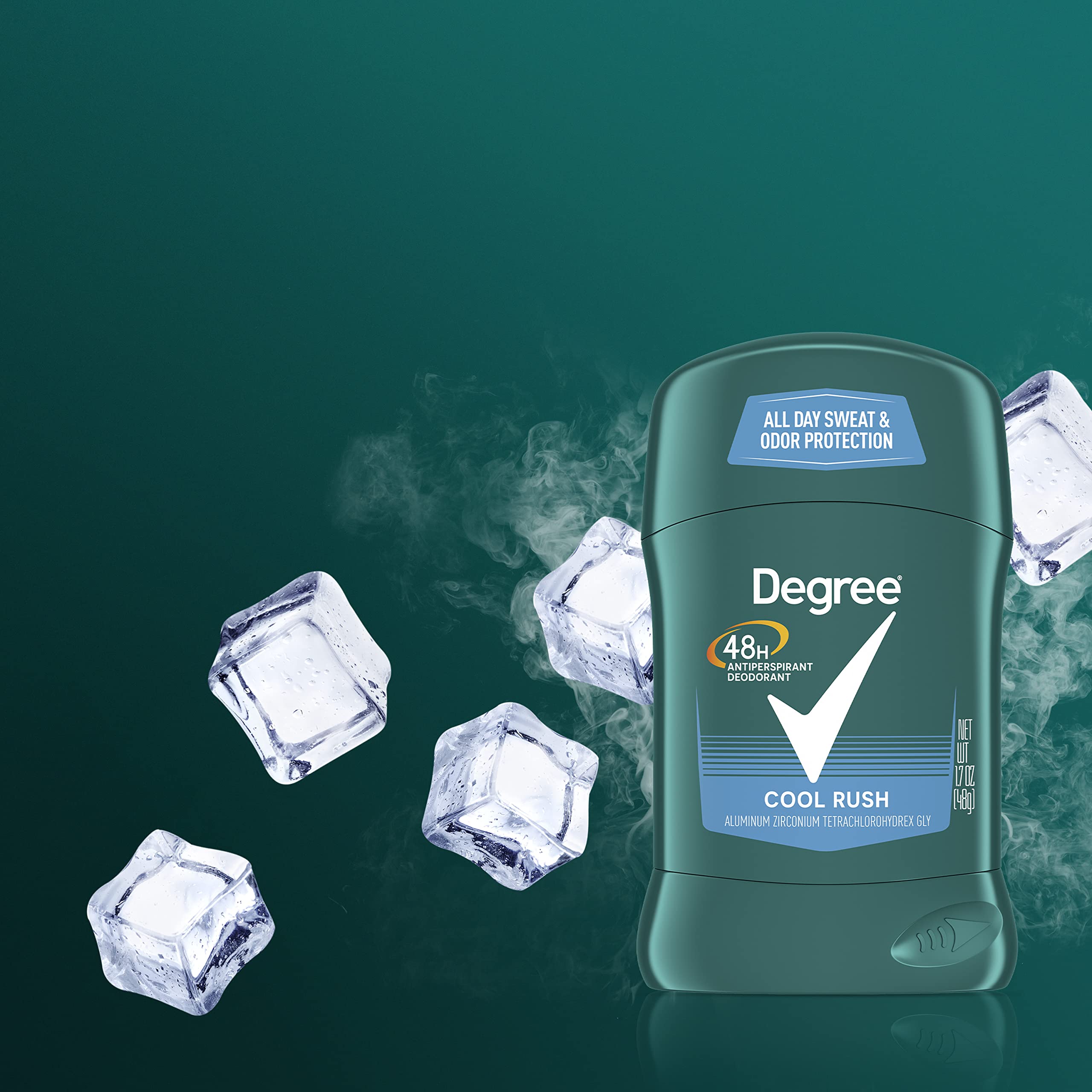 Degree Men Cool Rush arctic aroma close-up on skin.