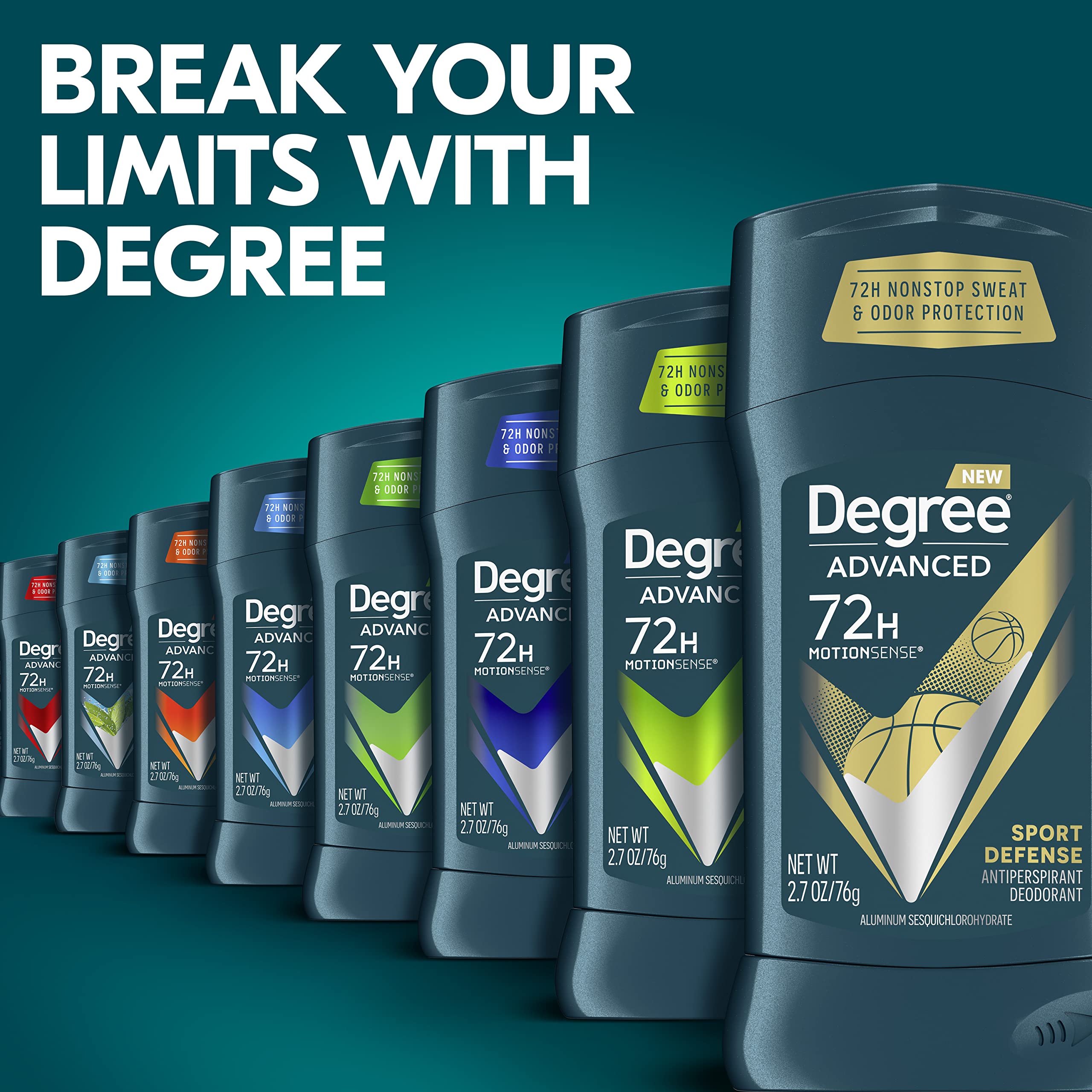 Degree Men dermatologically tested box emphasizes skin-friendly antiperspirant for daily wear.