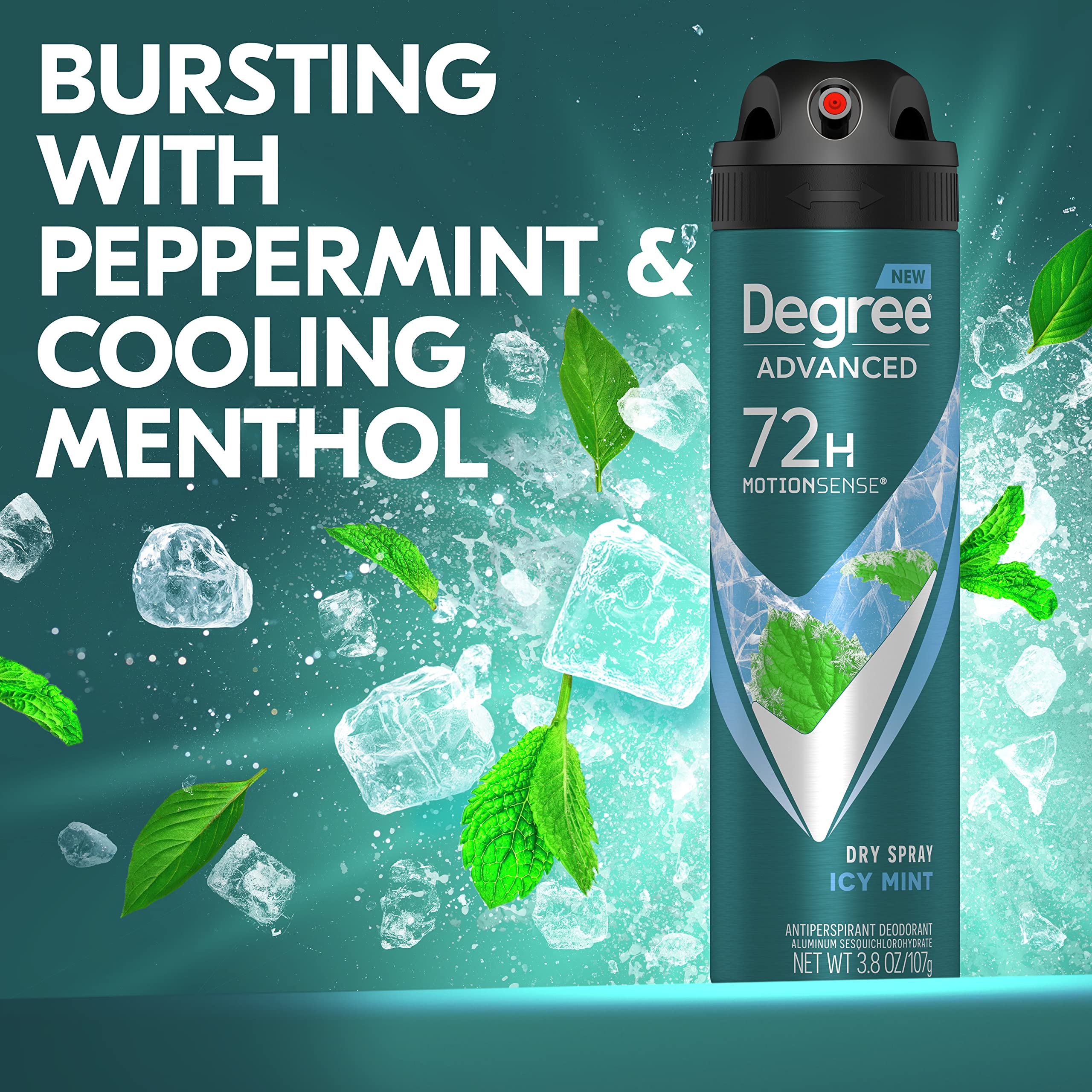 Degree Men icy mint packaging image emphasizes refreshing scent and 72-hour protection.