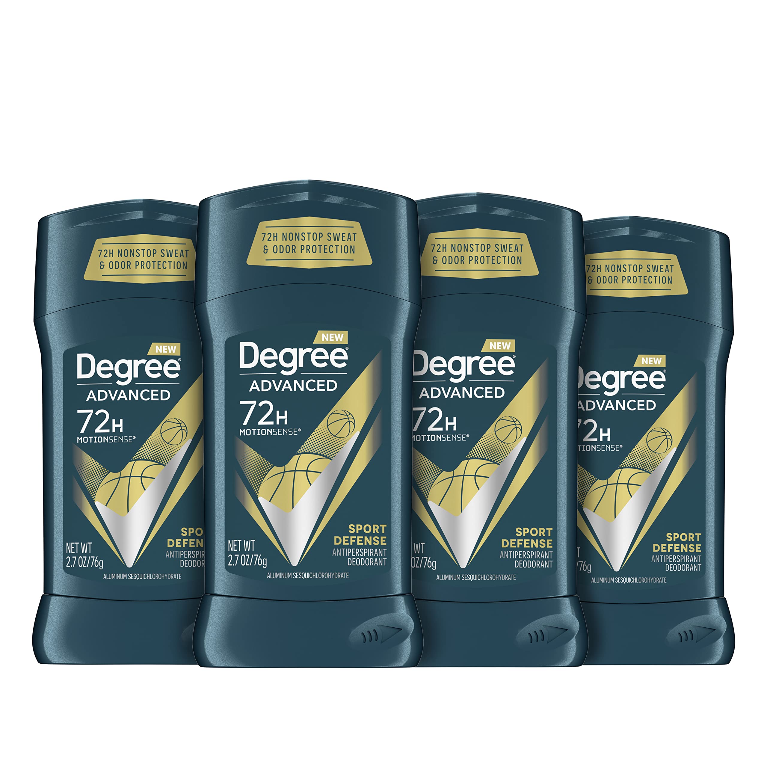 Degree Men Sport Defense stick with bold packaging shows all-day freshness for active days.