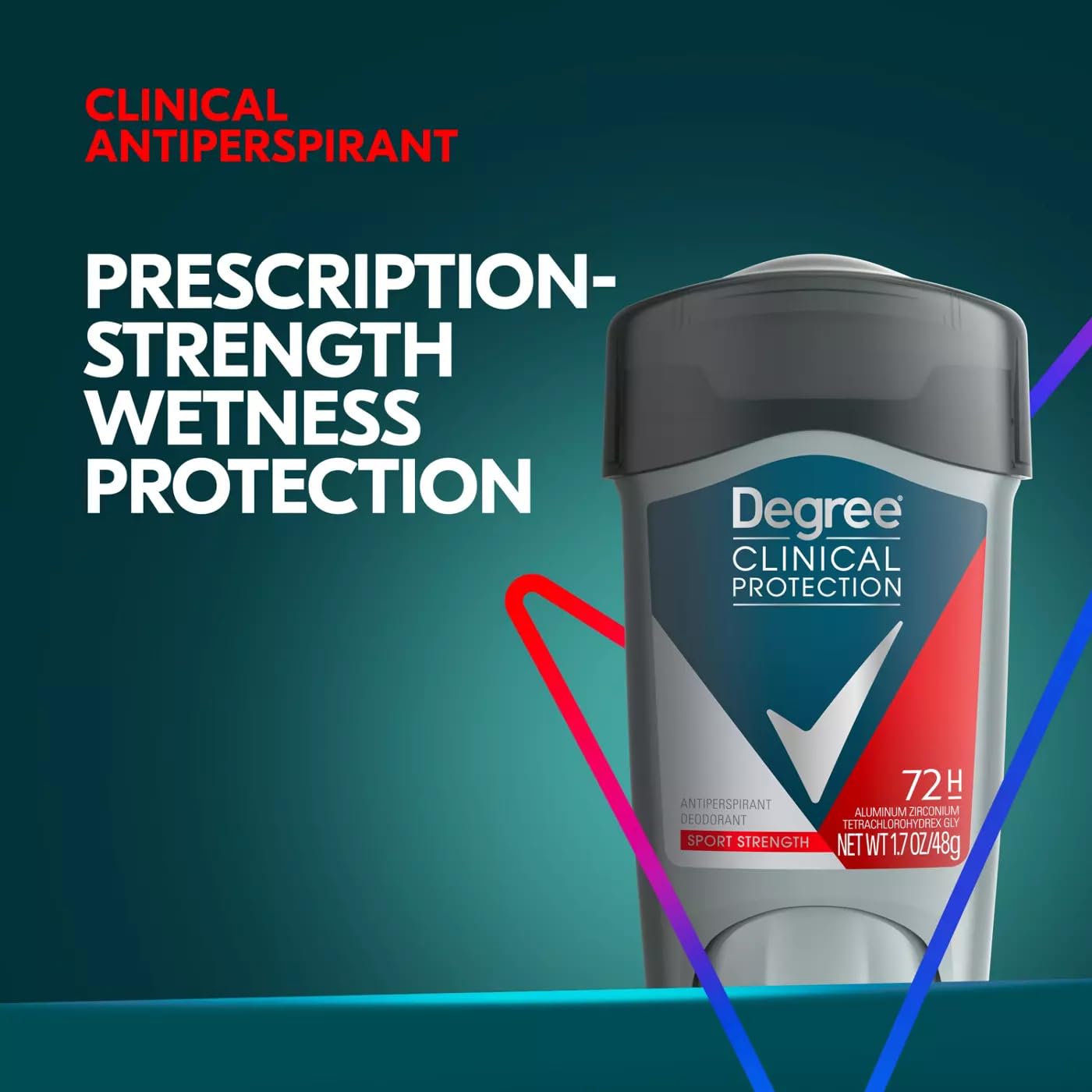 Degree Men Sport Strength dry-feel on skin indicates comfortable all-day wear