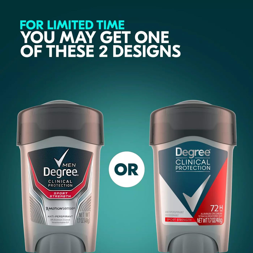 Degree Men Sport Strength stick front shows compact design for on-the-go freshness