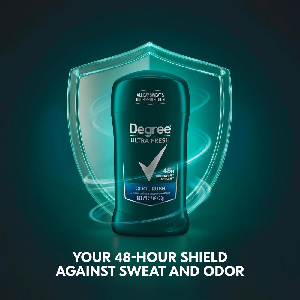 Degree Men Ultra Fresh Cool Rush dry feel promotes all-day dryness.