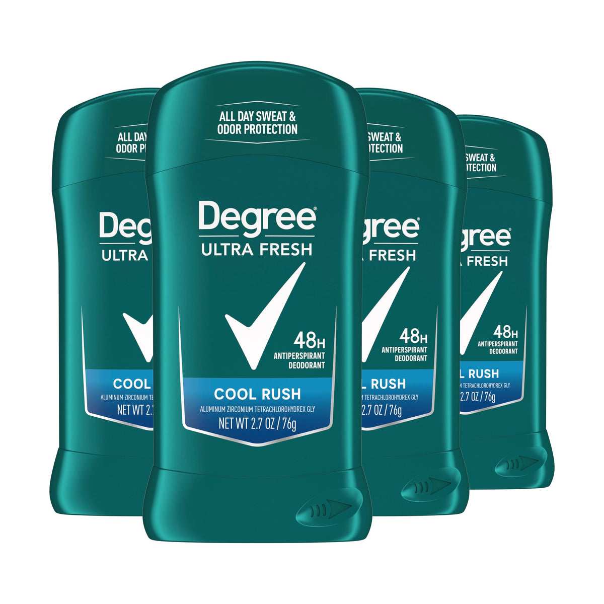 Degree Men Ultra Fresh Cool Rush packaging demonstrates sustainable design for eco-conscious shoppers.
