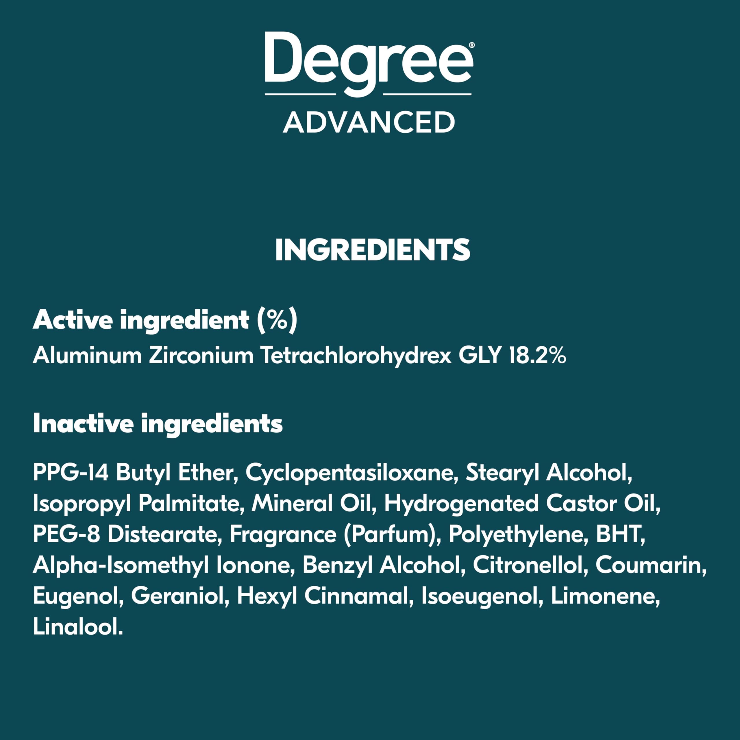 Degree Men Ultra Fresh Cool Rush recyclable packaging label highlights recycling support.